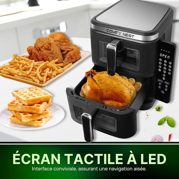 Image du produit Comfy Nest Friteuse à air double panier avec programmes cuisson et écran tactile