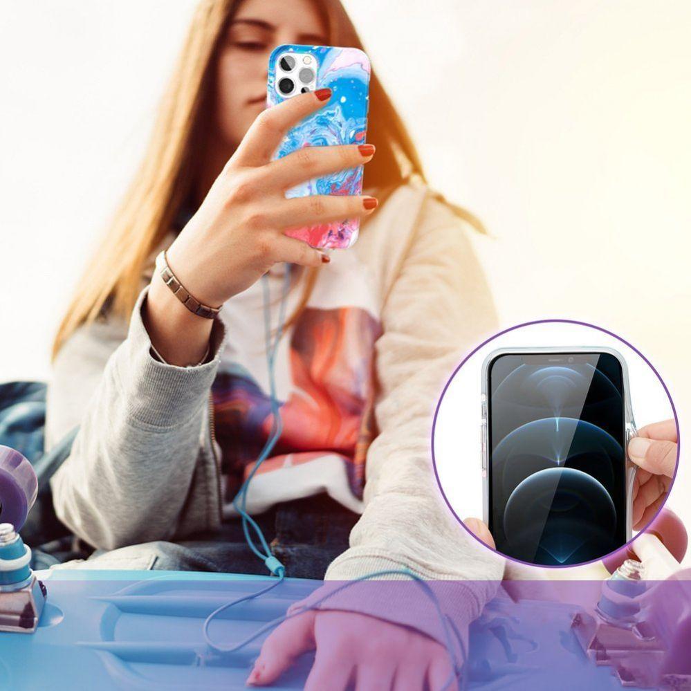 Thumbnail - Kingxbar Watercolor Series Color Case for iPhone 12 Pro Max Blue Pink (Apple iPhone 12 Pro Max), Smartphone Hülle, Blau