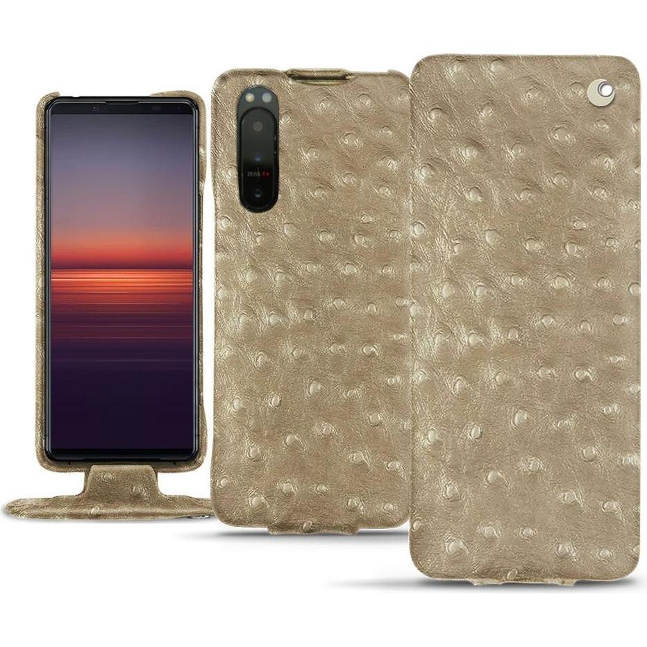 Noreve Lederschutzhülle vertikal (Sony Xperia 5 II), Smartphone Hülle, Beige