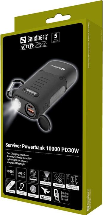 Produktbild Sandberg Survivor Powerbank (10000 mAh, 30 W, 36 Wh)