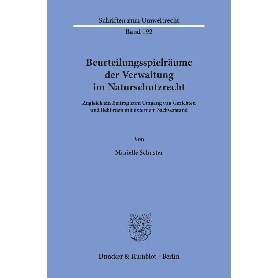 Schuster:Beurteilungsspielräume der Ver, Fachbücher von Duncker & Humblot