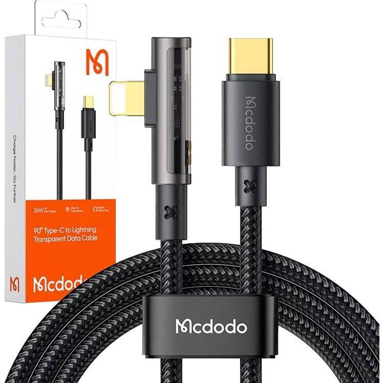 Thumbnail - Mcdodo CA-3390 36W 1.2m USB-C to Lightning angle cable (black) (1.20 m), USB Kabel