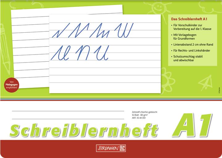 Produktbild Brunnen Schreiblernheft Lineatur A1 liniert DIN A4 quer ohne Rand, 16 Blatt (A4, Speziallineatur, Weicher Einband)