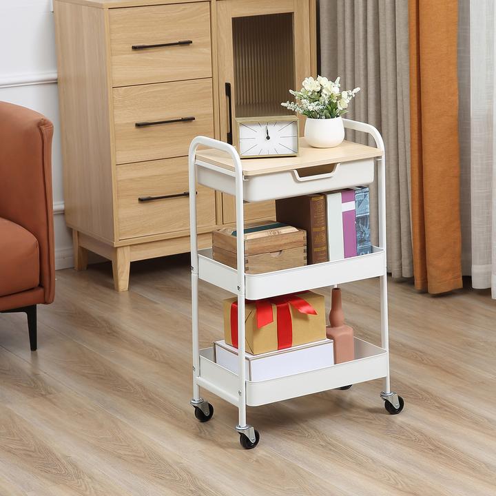 Actual product image Homcom Rollwagen Stahl, Kunststoff Weiss
