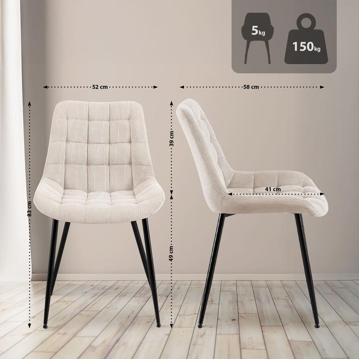 Actual product image CLP Sardna dining chair upholstered in corduroy with backrest