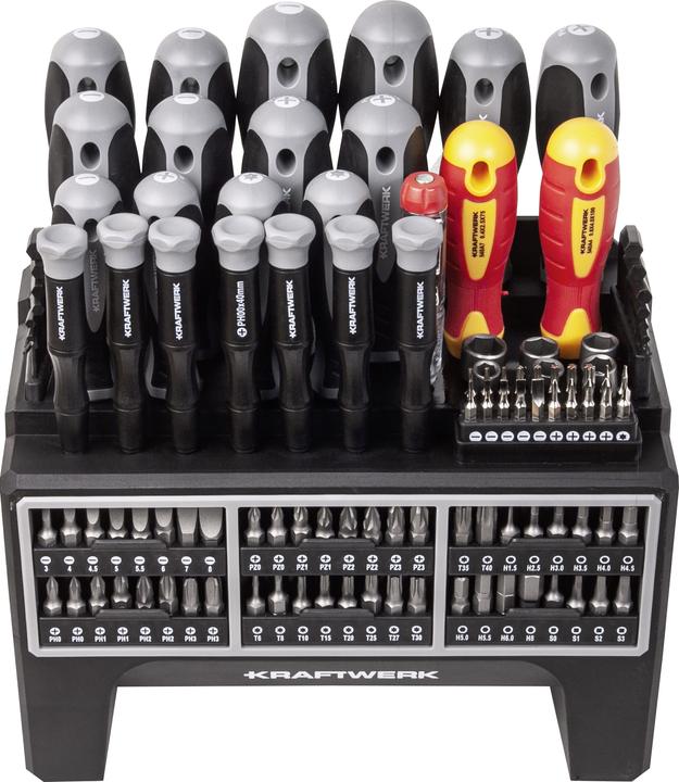 Kraftwerk Schraubendreher- und Bit-Set (Allen screw, Cross Pozidriv PZ, Inner square, Screw slot)