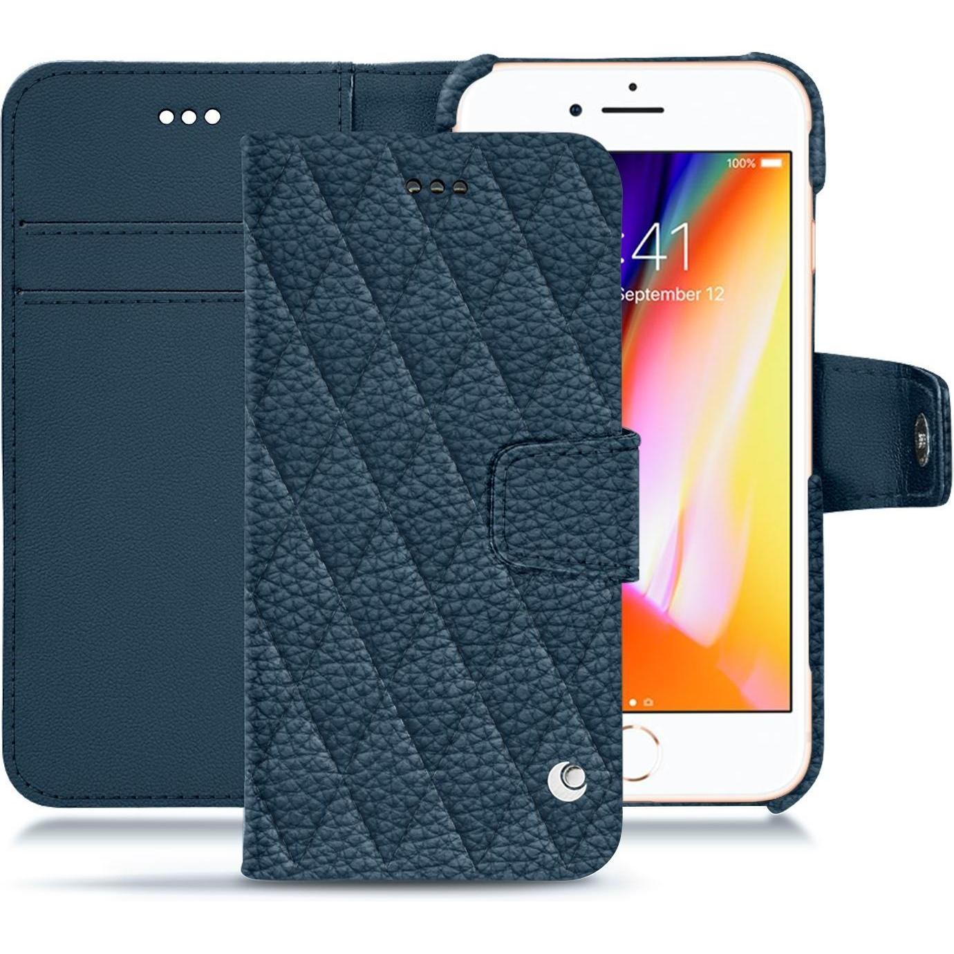 Noreve Lederschutzhülle Wallet (Apple iPhone 8), Smartphone Hülle, Blau