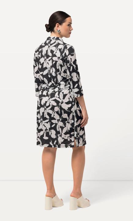 Immagine prodotto Ulla Popken Abito di jersey con foglie, collo da camicia e maniche a 3/4 (42, 44)