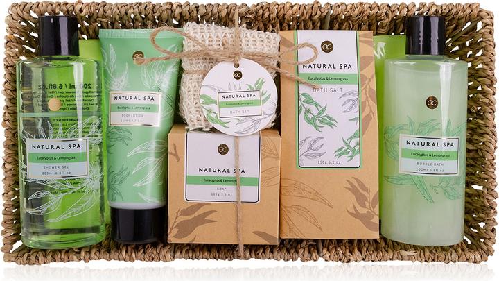 Actual product image Accentra NATURAL SPA bath set in seaweed basket, incl. 200ml shower gel, 200ml bubble bath, 150g bath salt (Body care set)