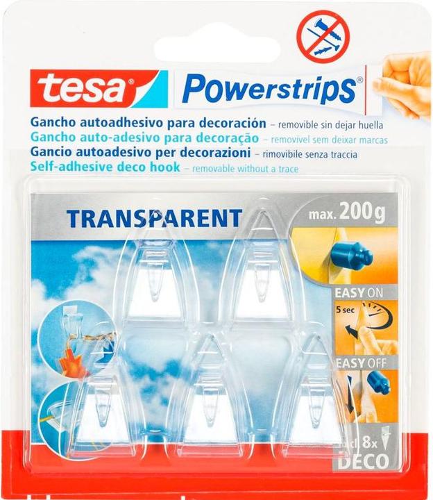 Productafbeelding tesa Powerstrips Haken Transparent 5 Stk.