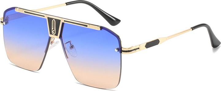 Actual product image Techsuit - Sunglasses (2576) - for Men with Aluminum Frame, Oversized - Gold / Blue / Brown