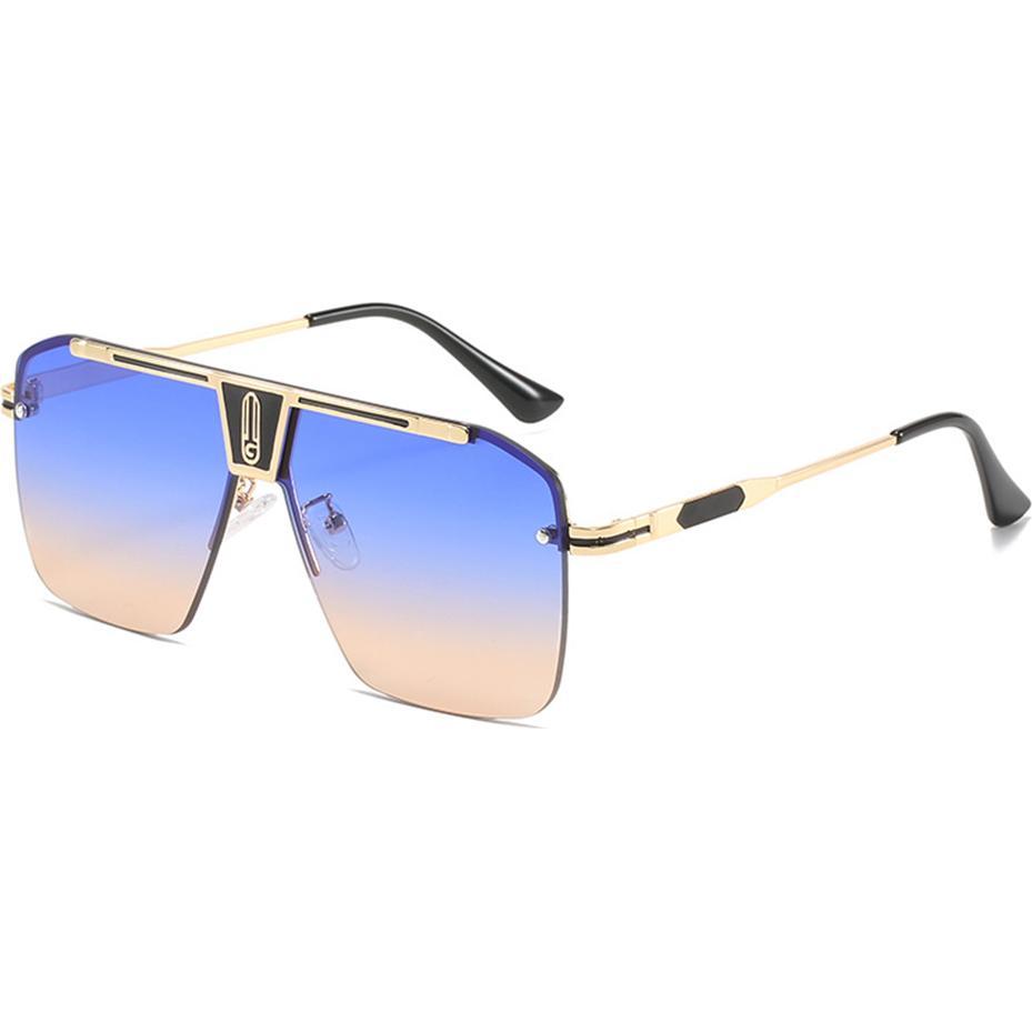 Techsuit, Occhiali da sole, - Sunglasses (2576) - for Men with Aluminum Frame, Oversized - Gold / Blue / Brown