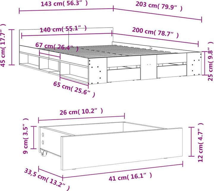 Image du produit vidaXL Bettgestell (140 x 200 cm)