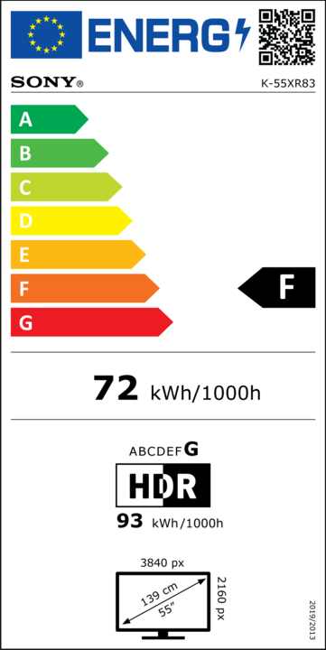 Energy Label Sony K55XR83PAEP (55", OLED, 4K, 2024)