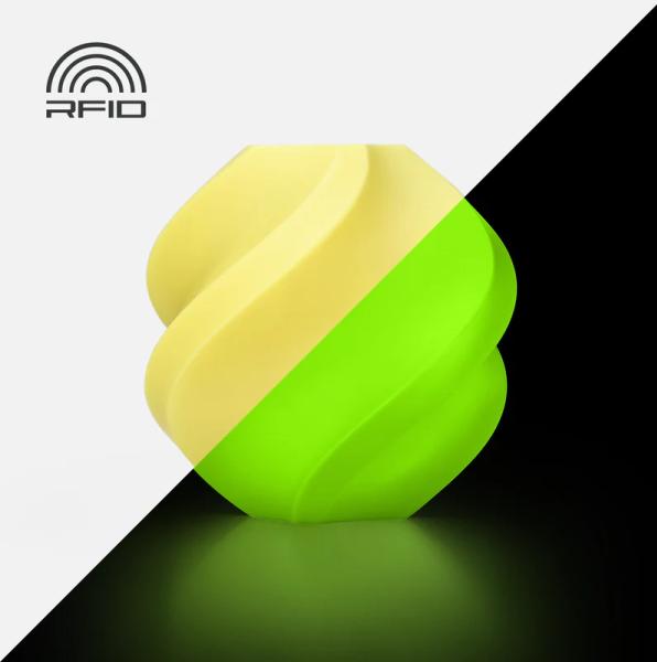 Image du produit Bambu Lab PLA Glow - Jaune - 1.75mm (PLA, 1.75 mm, 1000 g, Jaune)