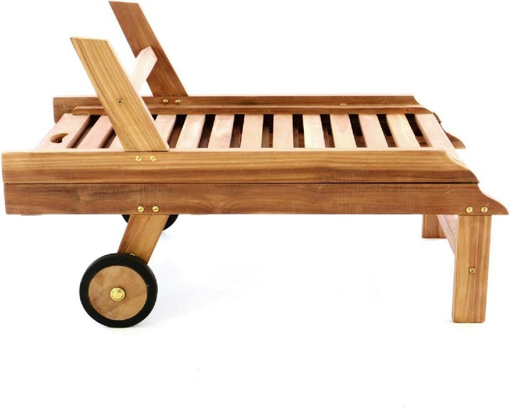 Produktbild VCM Sonnenliege Gartenliege Liegestuhl Teakholz klappbar behandelt (200 cm)