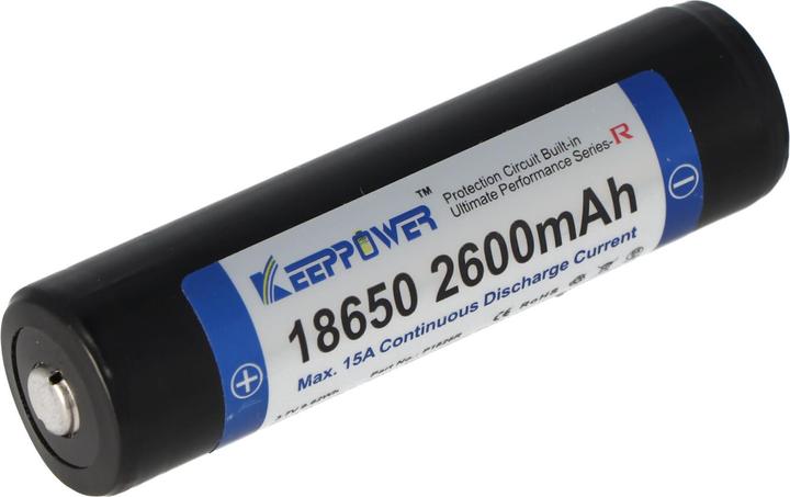 Actual product image Keeppower Akku R 18650 geschützt (Pluspol erhöht) (1 pcs., 18650, 2600 mAh)