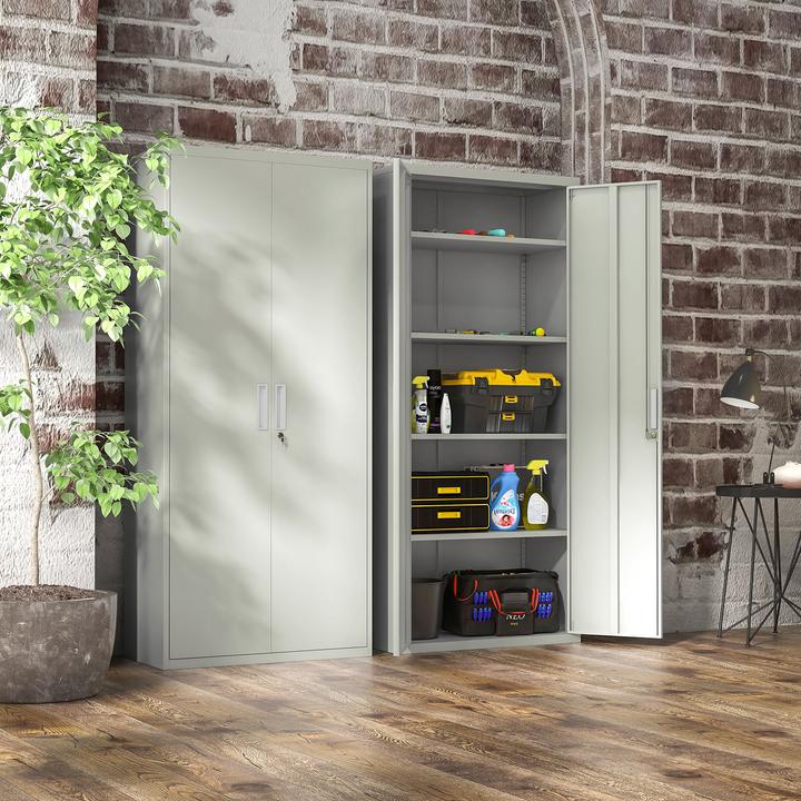 Actual product image Homcom Aktenschrank Stahl Weiss (80 x 40 x 180 cm)