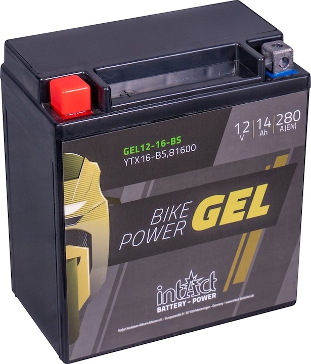 Produktbild Intact GEL12-16-BS Bike-Power GEL 14Ah Motorradbatterie (DIN 81600) YTX16-BS (12 V, 14 Ah, 280 A)