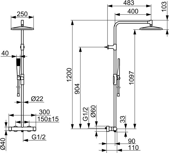 Actual product image Hansa aurelia - doucheset met thermostaat, 25x25 cm, chroom
