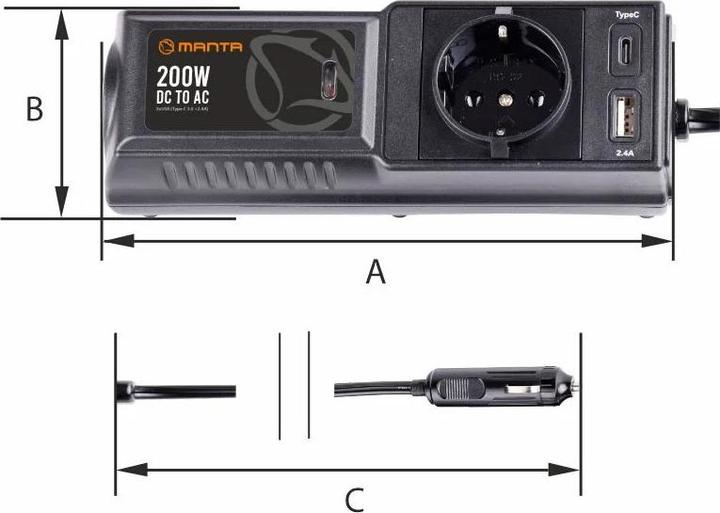 Image du produit Manta MPI200C Inverseur de puissance 200W DC vers AC