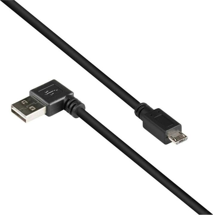 Actual product image Varia Connection cable USB 2.0 EASY plug A angled to plug Micro B, black, 0.5 (0.50 m, USB 2.0)