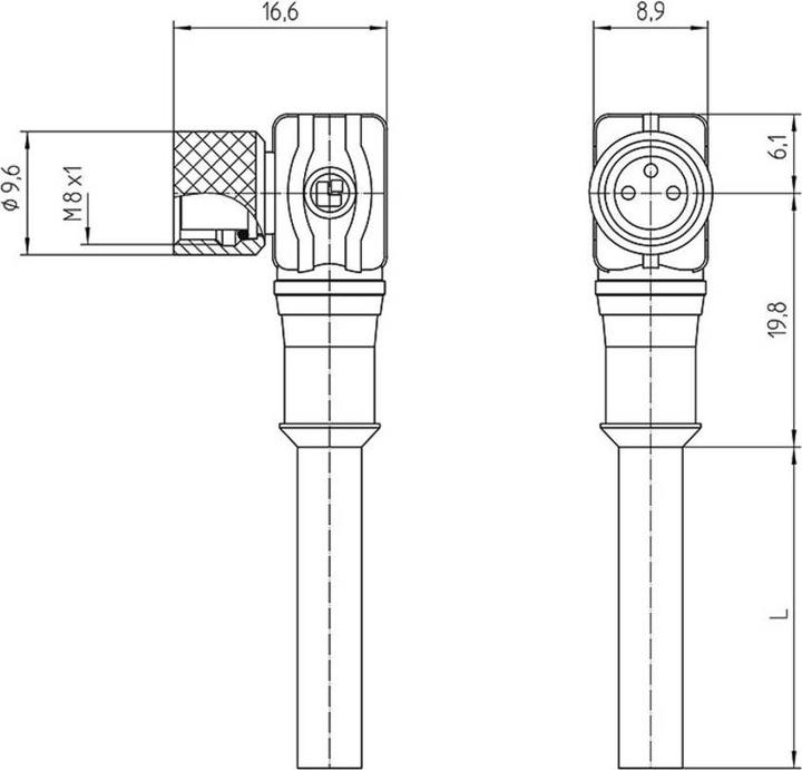 Produktbild Lutronic 1049 Sensor-/Aktor-Steckverbinder, konfektioniert M8 Kupplung, gewinkel