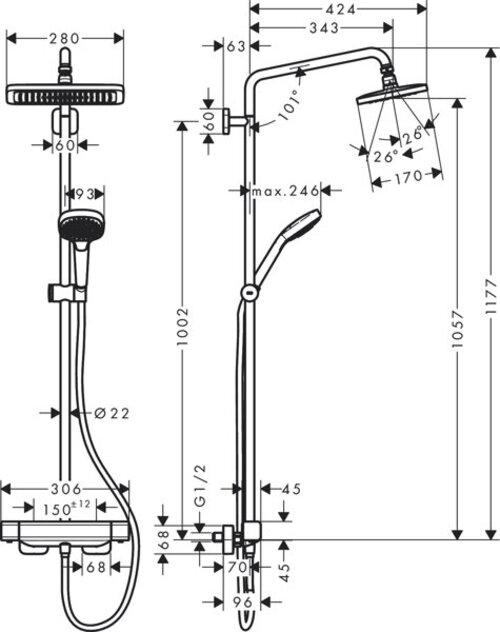 Immagine prodotto hansgrohe Tubo doccia CROMA E 280 1jet