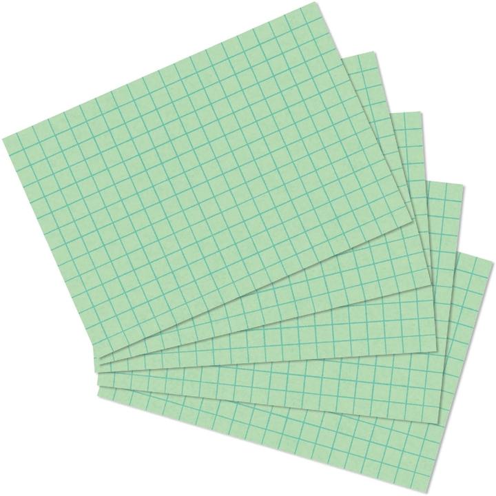 Herlitz Index cards, DIN A6, squared, green made of paper, 170 gsm, wood-free, 5 mm squared, line colour: (A6, 170 g/m², 100 x)