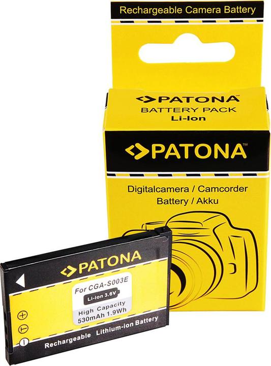 Actual product image Patona Battery f. Panasonic CGA-S003E SA-SA30 SV-AS10 SV-AV50 SV-AV50A SV-AV50S (Camera battery)