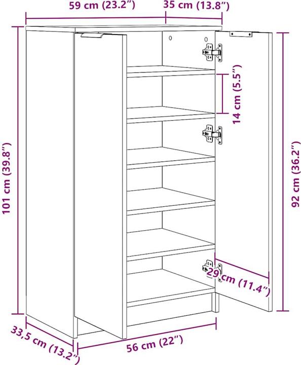 Produktbild vidaXL Schuhschrank (59 x 35 x 100 cm)