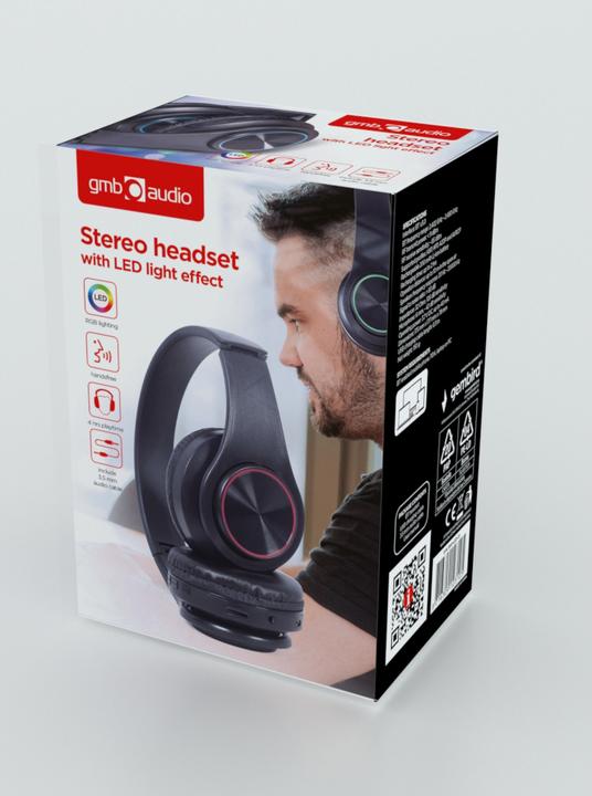 Actual product image Gembird BHP-LED-01 (No noise cancelling, 4 h, Wireless, Cable)