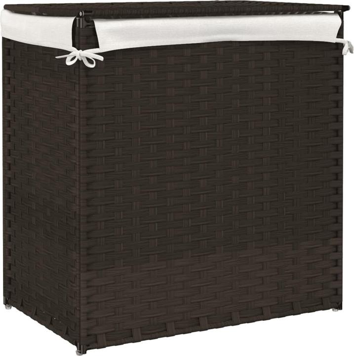 Produktbild VidaXL Wäschekorb mit 2 Fächern Dunkelbraun 53x35x57 cm Poly