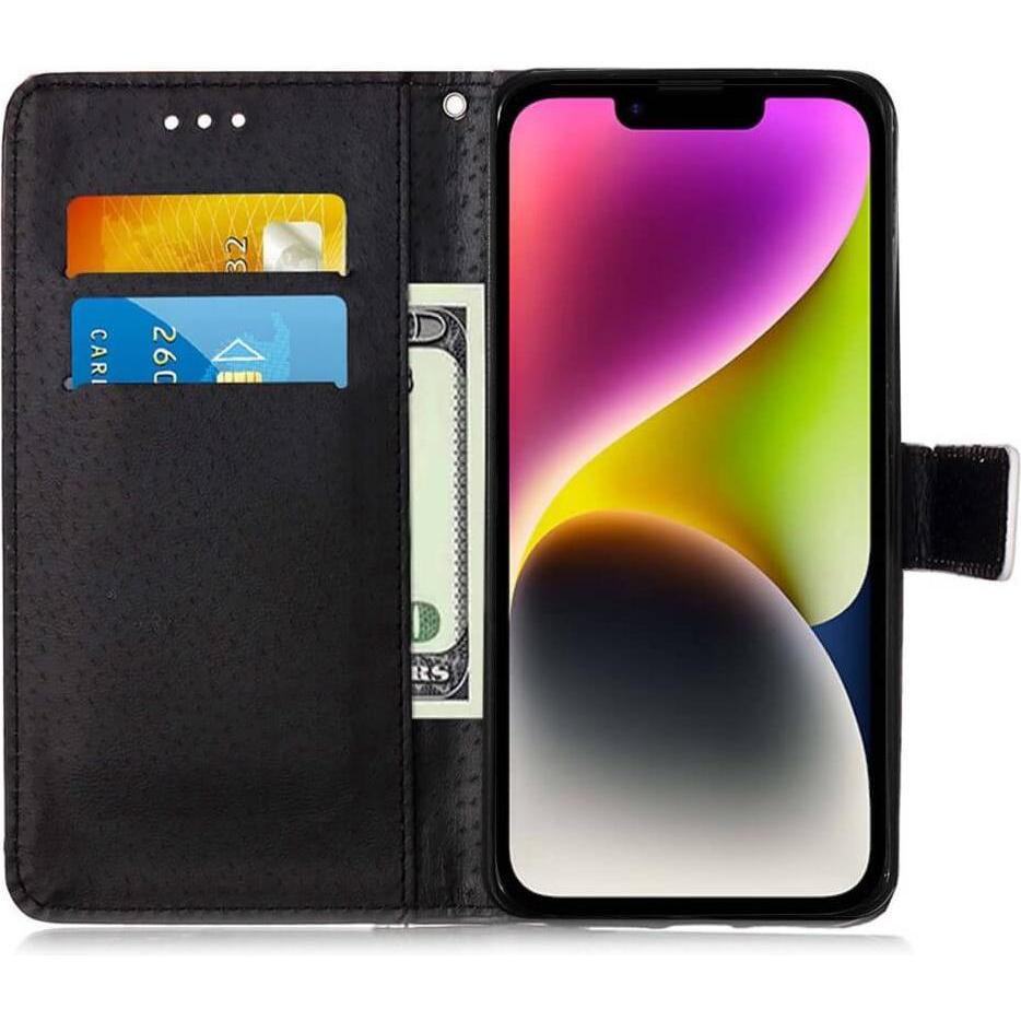 Thumbnail - Cover-Discount iPhone 15 - Leder Etui Hülle Tiger (Apple iPhone 15), Smartphone Hülle