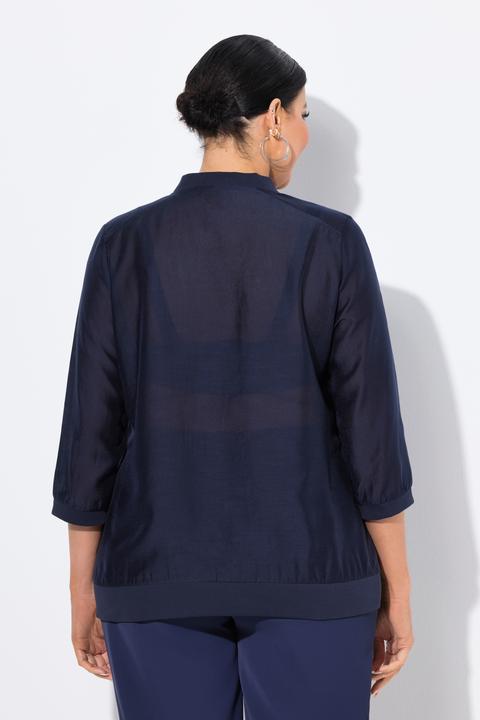 Image du produit Ulla Popken Blouse légèrement transparente, décolleté en V et manches 3/4 (58)