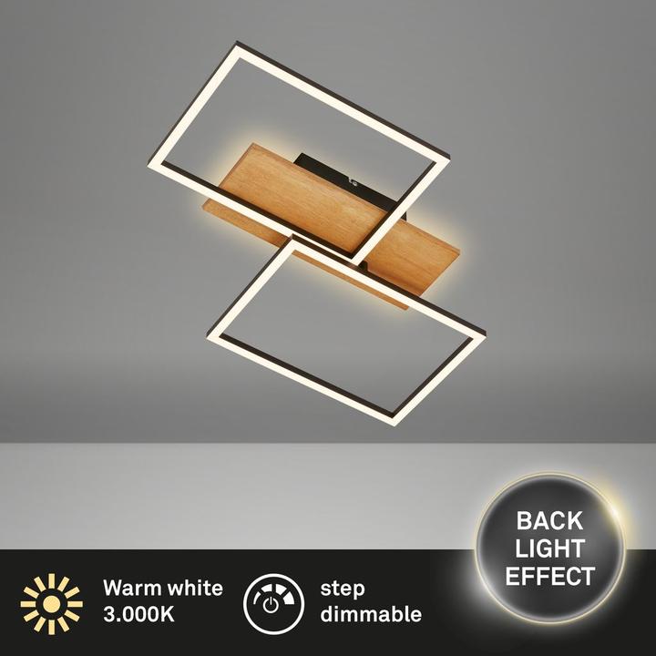 Actual product image Briloner LED ceiling light, black / wood, LED/30W (1580 lm)