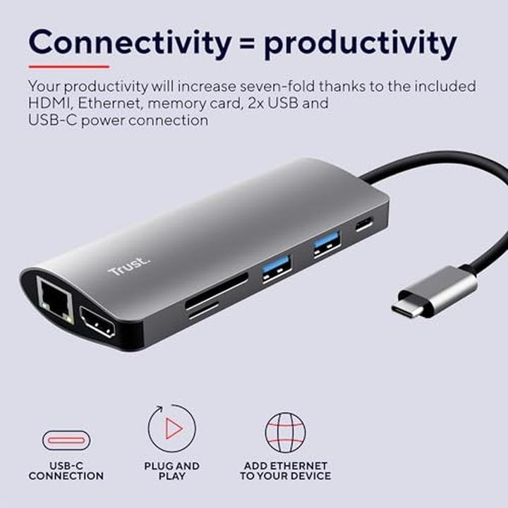 Immagine prodotto Trust Docking Station Dalyx 7-in-1 USB-C (USB-C, 1 porzione)