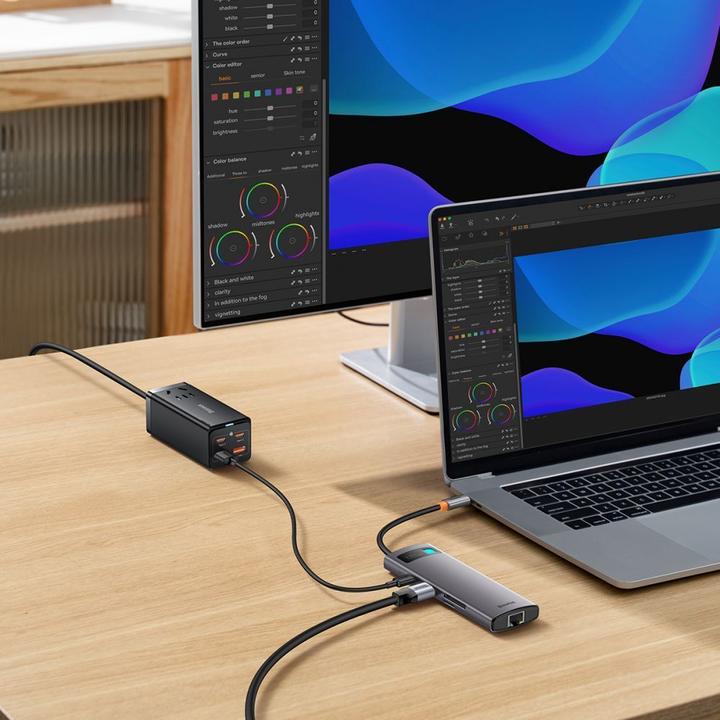 Produktbild Baseus Hub 8w1 StarJoy Metal Glam Series, USB-C do HDMI + 3 x USB 3.0 + USB-C PD + RJ45 + SD/TF (USB-C, 8 Ports)