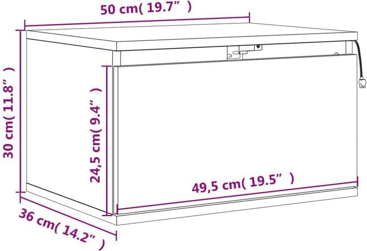 Image du produit vidaXL Table de chevet murale avec lampes LED Chêne brun,Couleur (50 x 36 x 30 cm)