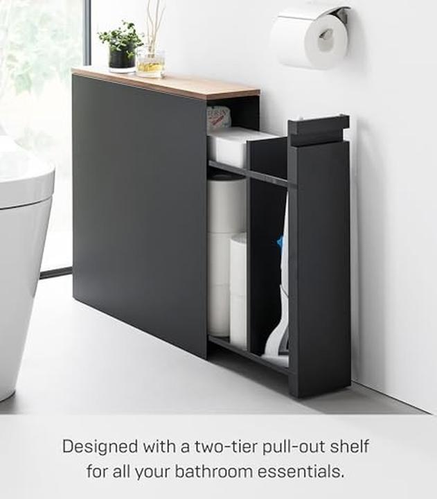 Produktbild Yamazaki Auszieh-Regal mit Holzablage TOWER (140 x 56 x 55 cm)