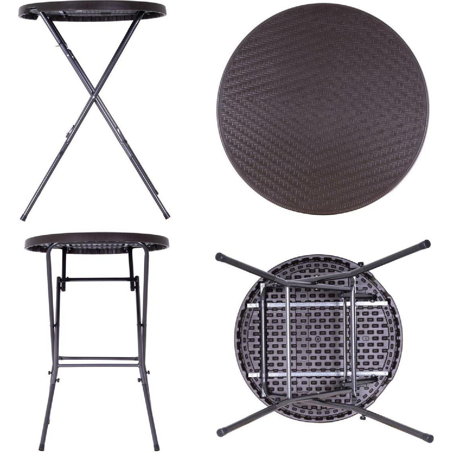 Thumbnail - VCM, Gartentisch + Balkontisch, Partytisch Stehtisch braun klappbar Bistrotisch Bartisch 110 cm rund Ø 80 cm (80 cm)