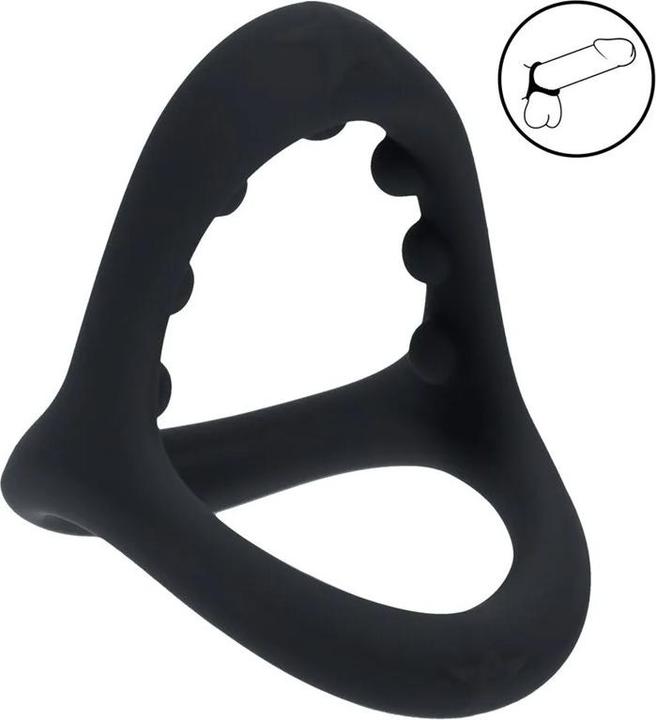 Shots Soft Bead Grip Silicone Cock and Ball Ring - Black (4.50 cm)