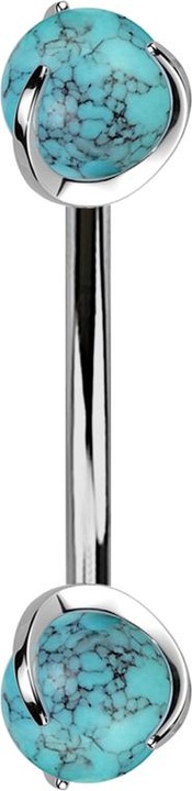 Immagine prodotto Star Piercing Filo interno in argento micro banana con due palline di turchese incastonate (Mnerale, senza ottone, Titanio G23)