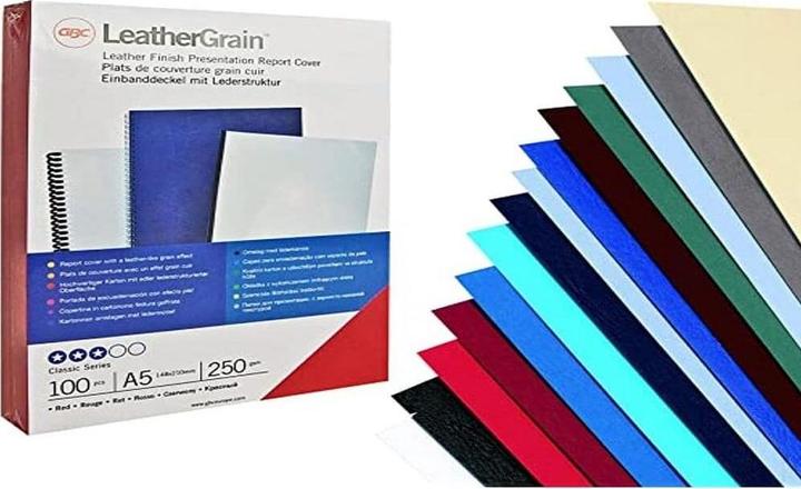 Actual product image GBC LeatherGrain - cardboard A4 100 pcs - dark red
