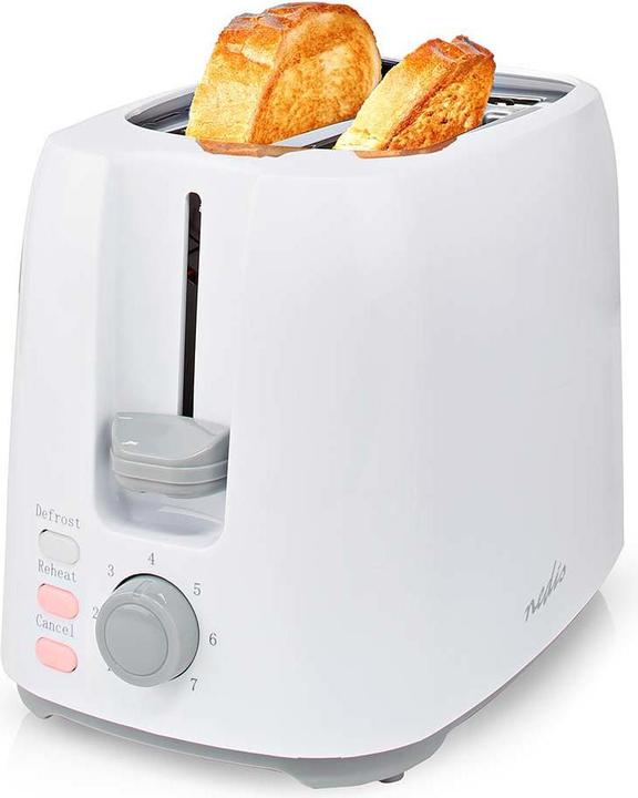 Actual product image Nedis Toaster 2 Slots Browning levels: 7 Defrost feature Bun rack White