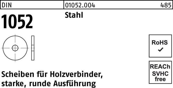 Produktbild Unterlegscheibe DIN 1052 rund 25 x 92 x 8 Stahl