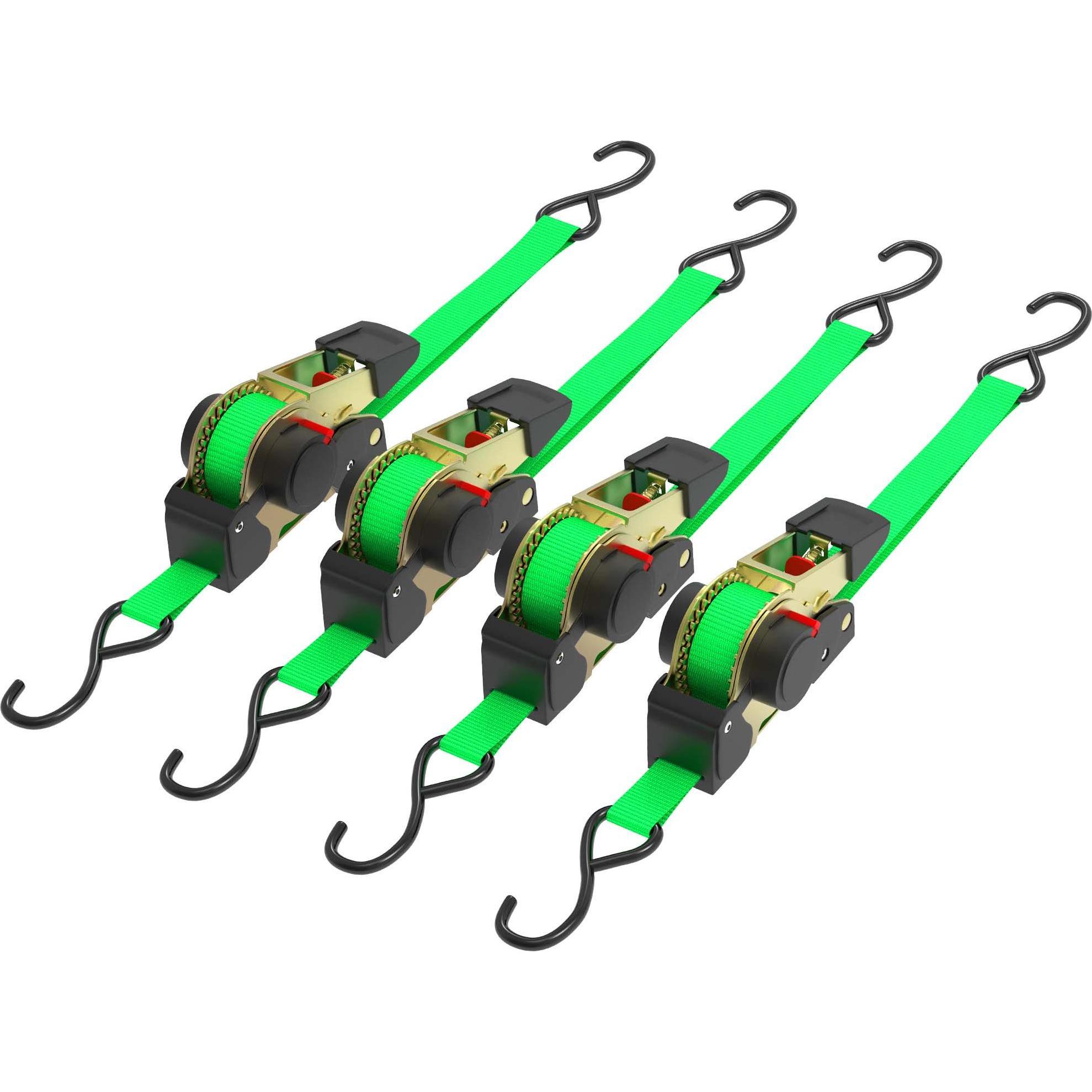 Wiltec, Spanngurt + Ladungssicherung, Automatik Spanngurt 4er Set 3m 25mm 320daN PES selbstaufrollend Zurrgurte