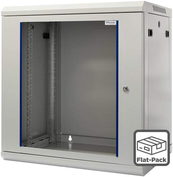 Wirewin 19/ Wandschrank, einteilig, Pro 3nd Generation, Flat-Pack, 600x600mm, hellgrau (12 HE, 19 Zoll Rack)