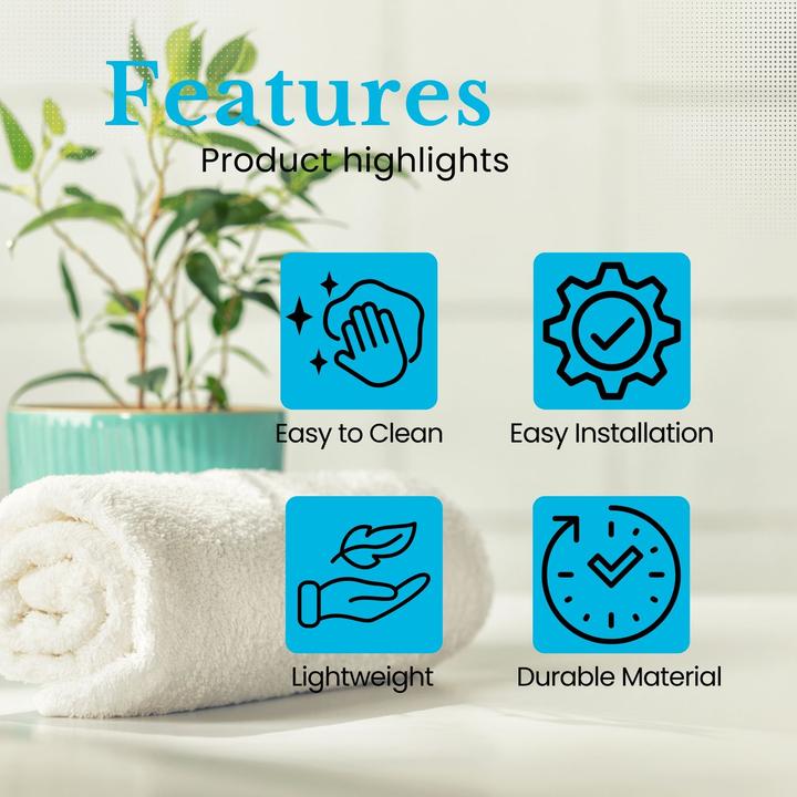 Actual product image Intirilife Shower tray with 2 hooks for drilling or gluing