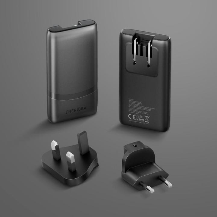 Actual product image Energea Wall charger TravelWorld Edge 65W 2xUSB-C PD/PPS/QC3.0 (US/UK/EU) graphite (65 W, 2 ports)